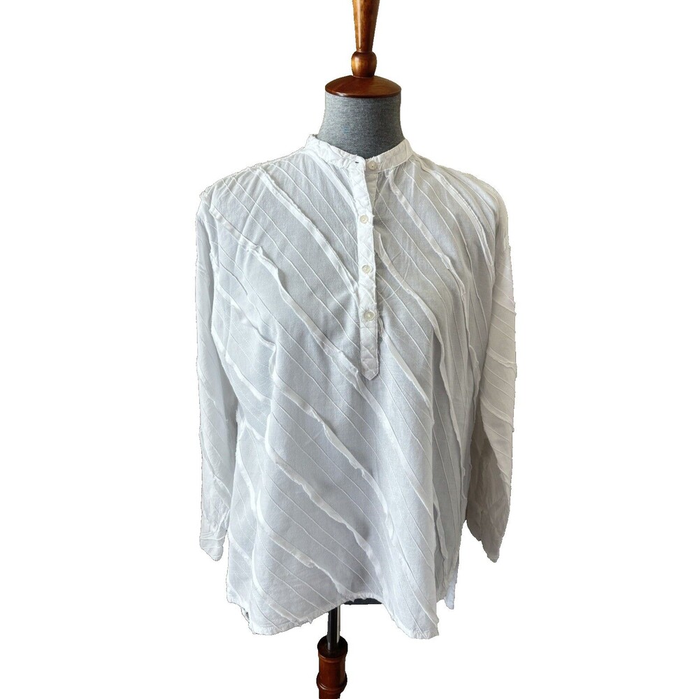 Sundance Women's Size Small White Textural Pullover Snow Cloud Long Sleeve Top